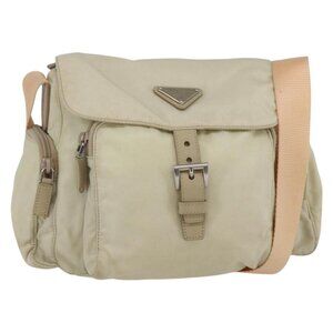 Authentic PRADA Shoulder Bag Nylon Beige